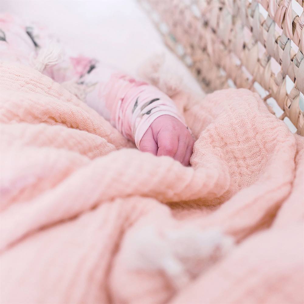 Crane Baby | 6 Layer Muslin Blanket | Desert Rose