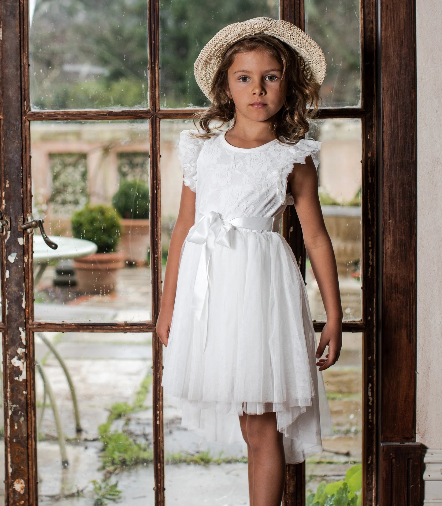 Designer Kidz | Libby Lace Short Sleeved Tutu Dress | Ivory