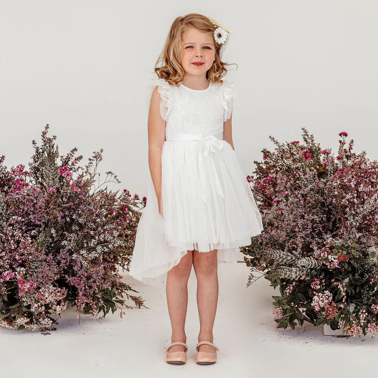 Designer Kidz | Libby Lace Short Sleeved Tutu Dress | Ivory