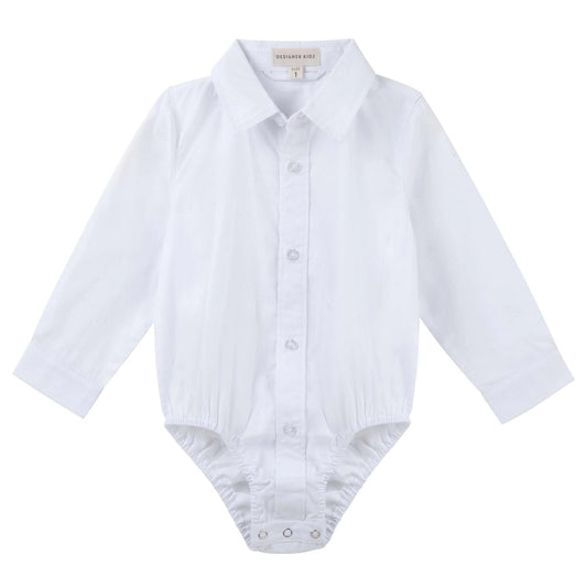 Designer Kidz | Jackson Long Sleeve Formal Romper | Size 0-3 Months