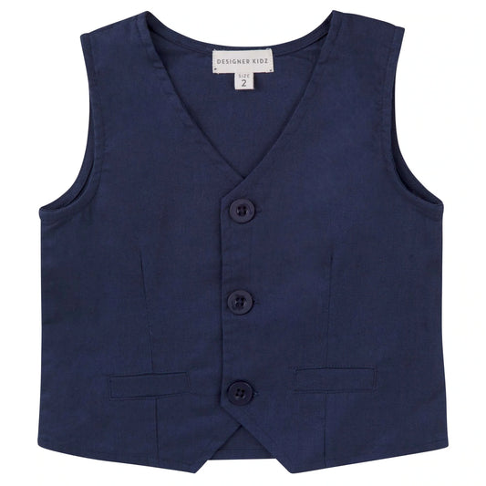 Designer Kidz | Toby Linen Vest | Navy