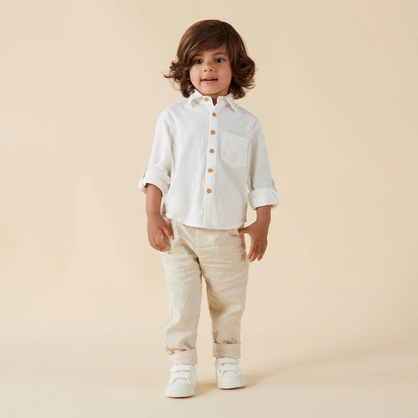 Designer Kidz | Archie Long Sleeve Shirt | Ivory