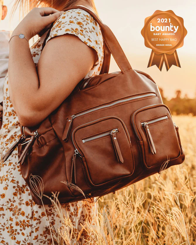OiOi | Faux Leather Carry All Nappy Bag - Tan