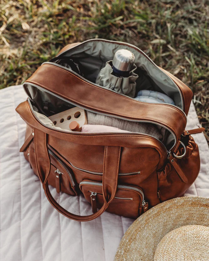 OiOi | Faux Leather Carry All Nappy Bag - Tan