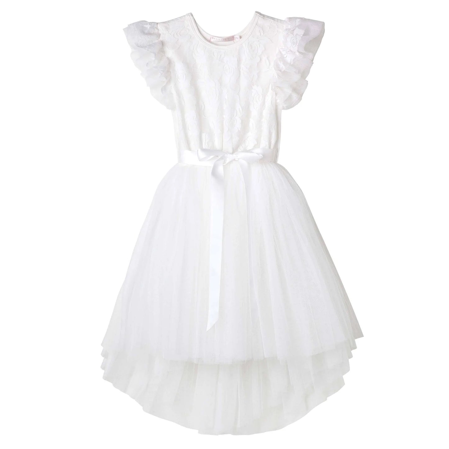 Designer Kidz | Libby Lace Short Sleeved Tutu Dress | Ivory