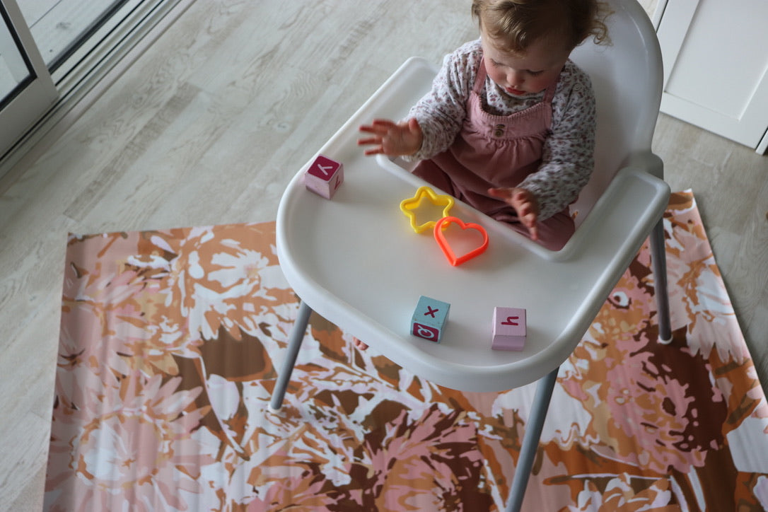 Mess Mats | Designed for mess | Peach Flora | Xtra Large