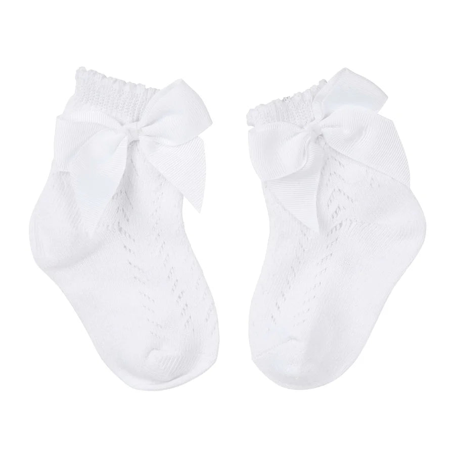 Designer Kidz | Baby Bow Crew Socks | White