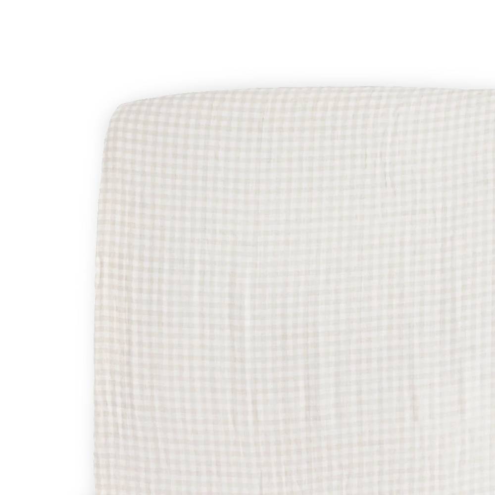 Muslin Fitted Cot Sheet | Tan Gingham