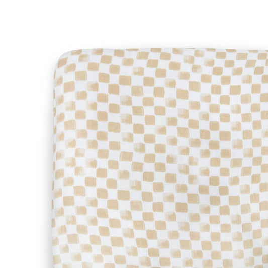 Little Unicorn Muslin Fitted Cot Sheet - Adobe Checker
