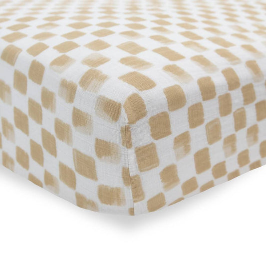 Little Unicorn Muslin Fitted Cot Sheet - Adobe Checker