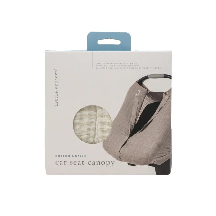 Little Unicorn Muslin Car Seat Canopy V2 - Tan Gingham