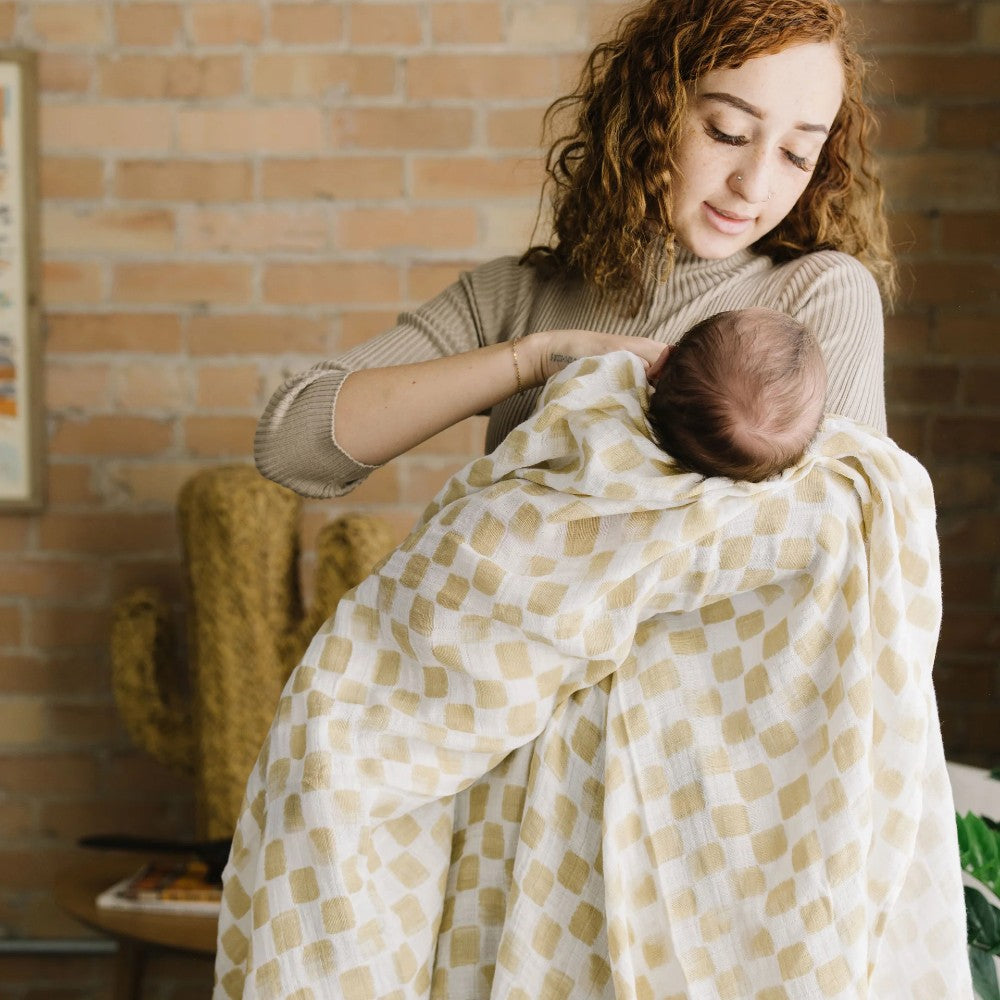 Little Unicorn Single Cotton Muslin Swaddle - Adobe Checker