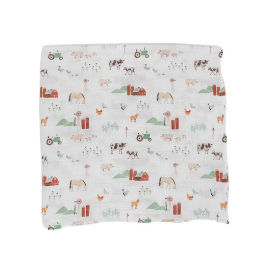Little Unicorn Single Cotton Muslin Swaddle - Farmyard