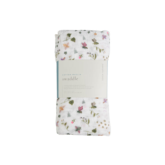 Little Unicorn Single Cotton Muslin Swaddle - Garden Bees
