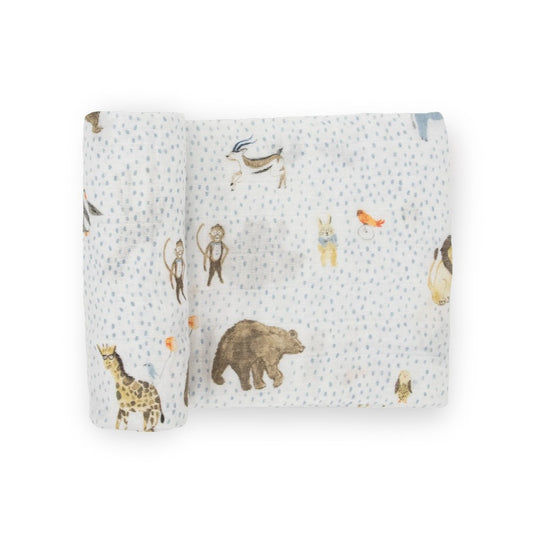 Little Unicorn Single Cotton Muslin Swaddle - Party Animals