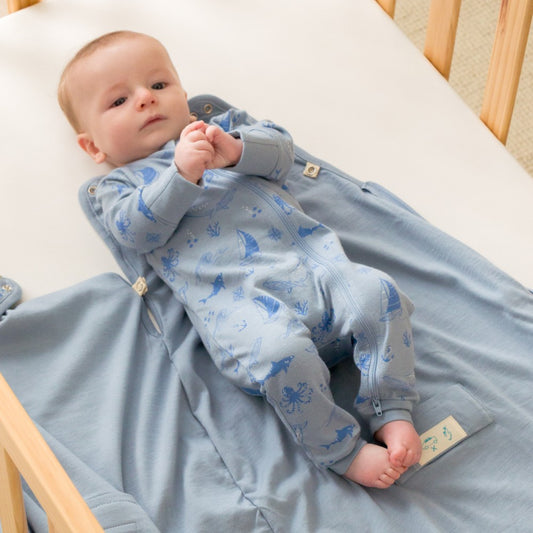 Woolbabe Merino/Organic Cotton PJ Suit - Glacier Sail Away 000 0-3 Months