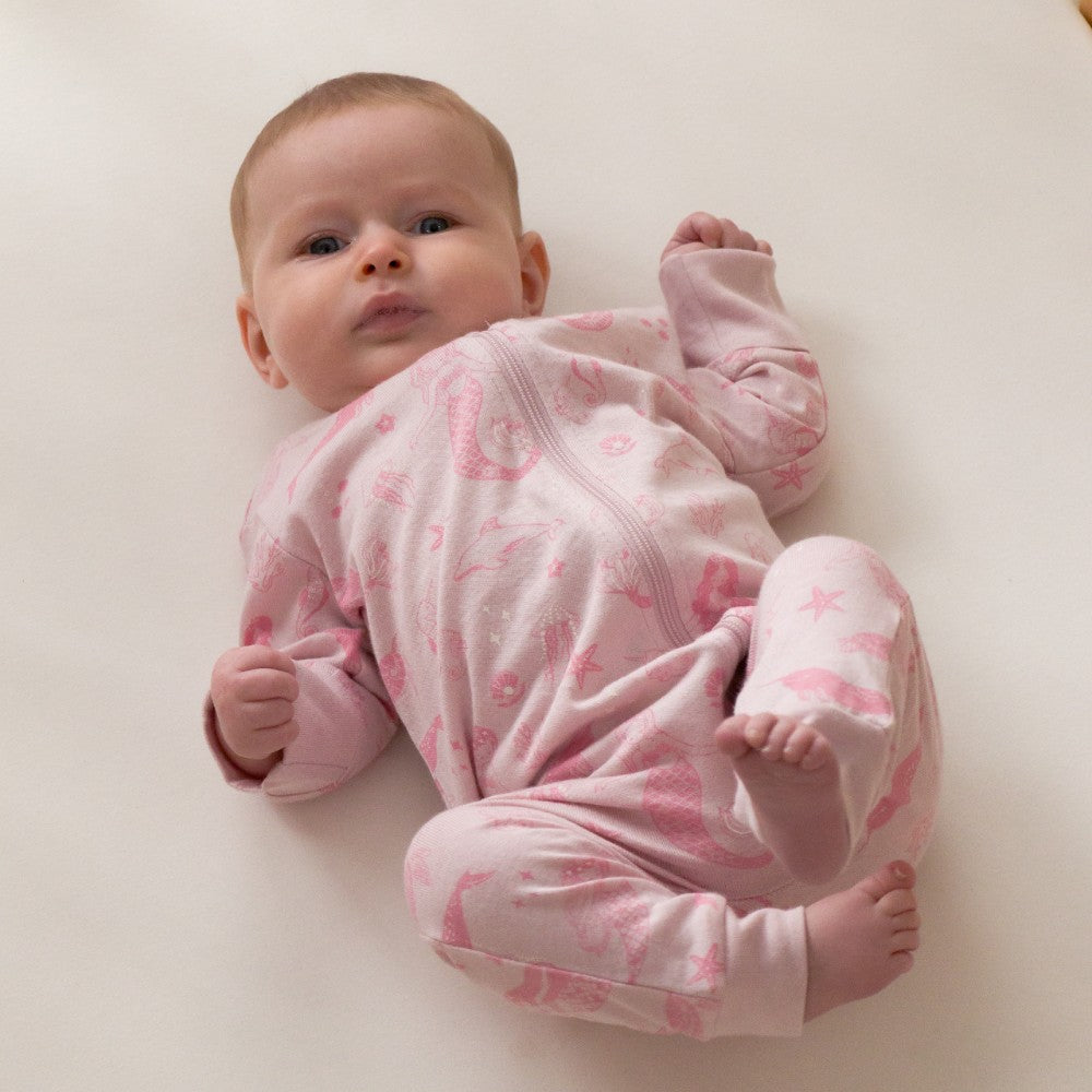 Woolbabe Merino/Organic Cotton PJ Suit - Shell Mermaids