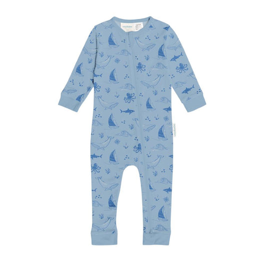 Woolbabe Merino/Organic Cotton PJ Suit - Glacier Sail Away 000 0-3 Months