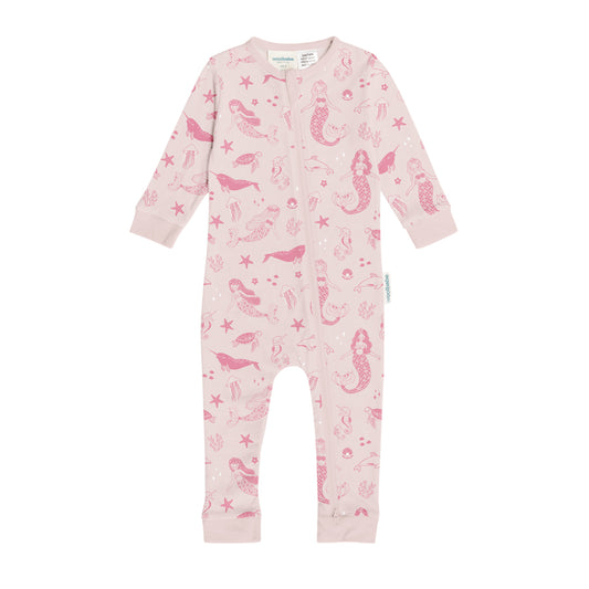 Woolbabe Merino/Organic Cotton PJ Suit - Shell Mermaids