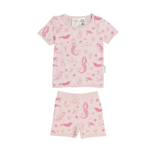 Woolbabe Merino/Organic Cotton Summer Pyjamas - Shell Mermaids