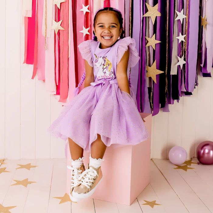 Designer Kidz | Unicorn Sequin Short Sleeve Tutu Dress (Copy)