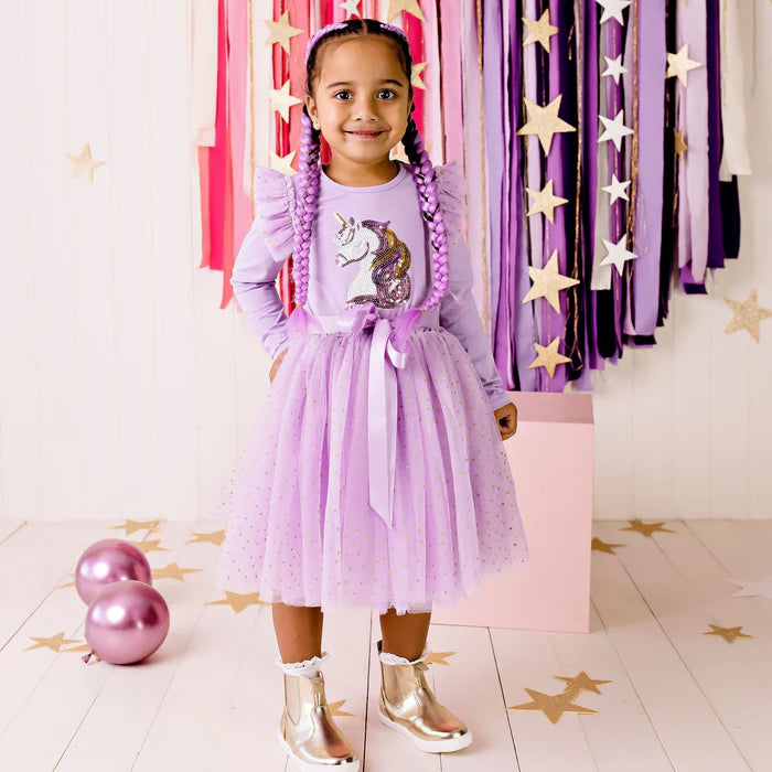 Designer Kidz | Unicorn Sequin Long Sleeve Tutu Dress