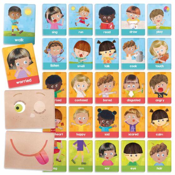 Headu | Montessori Flashcards | Emotions and Actions