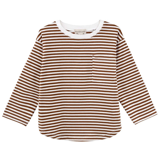 Designer Kidz | The Harvey Long Sleeve Stripe Shirt | Rust Size 3