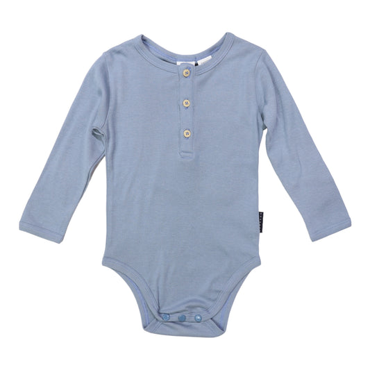 Korango | Cotton Modal Henley Bodysuit | Victoria Blue, Navy and Dusty Blue
