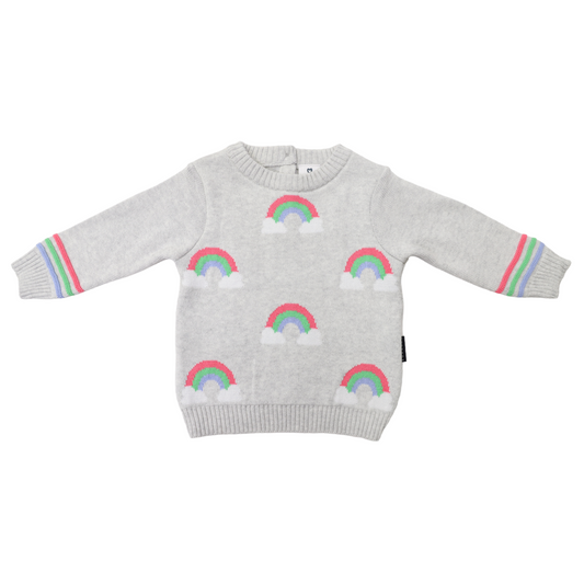 Korango | Rainbow Pattern Knit Sweater | Grey