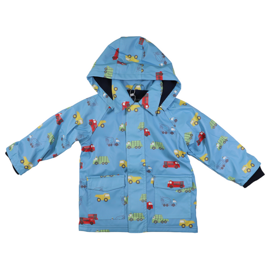 Korango Rainwear |  Trucks Polar Fleece Lined Raincoat Airie Blue | Terry Towelling