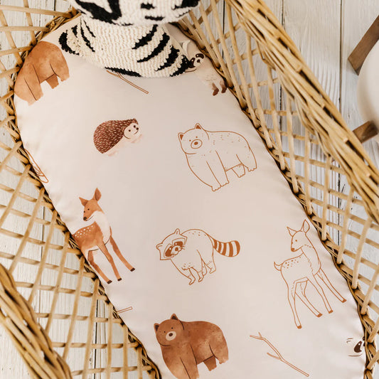 Mod and Tod |Bassinet sheet & Change mat cover| Woodland Animals