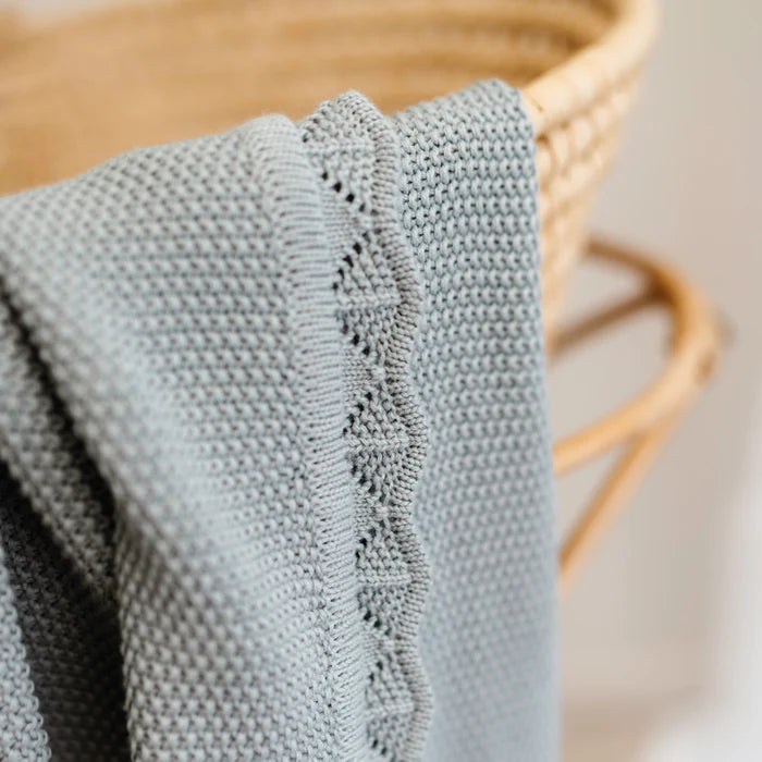 Mod and Tod  | Heirloom Blanket | Scalloped Edge  |  Duck Egg