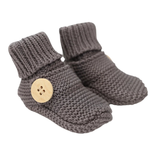 Korango | Cotton Knit Button Bootie with Gift Box | Charcoal