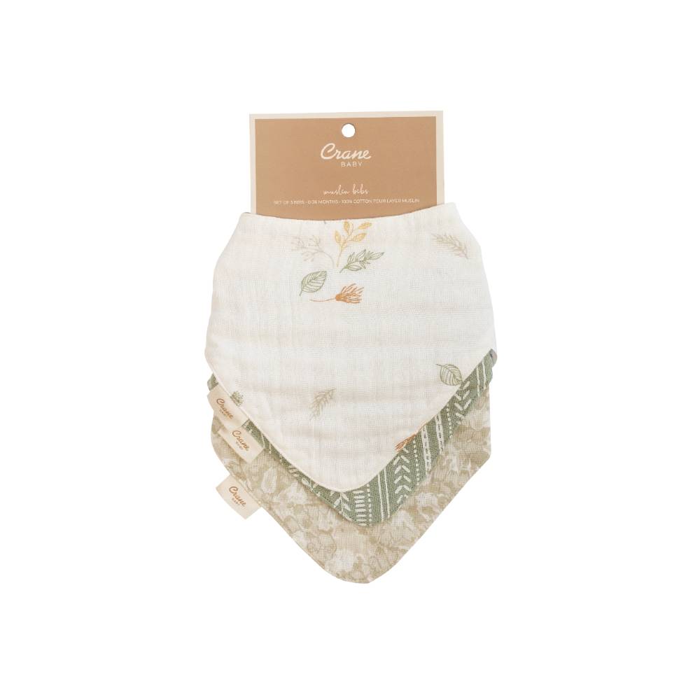 Crane Baby Muslin Bib Set - 3 Pack - Willow Prints