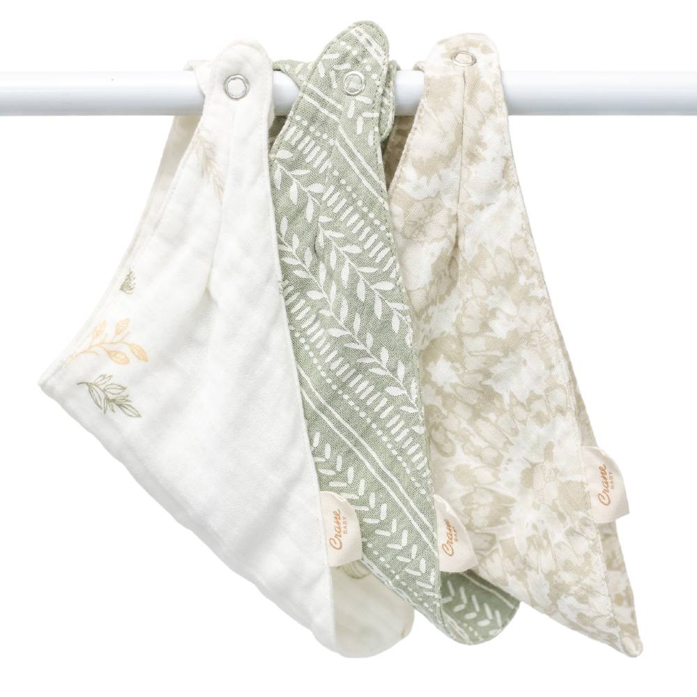 Crane Baby Muslin Bib Set - 3 Pack - Willow Prints