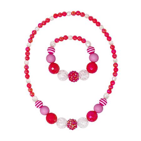 Pink Poppy | Hot Pink Raspberry Delight Stretch Beaded Necklace & Bracelet Set