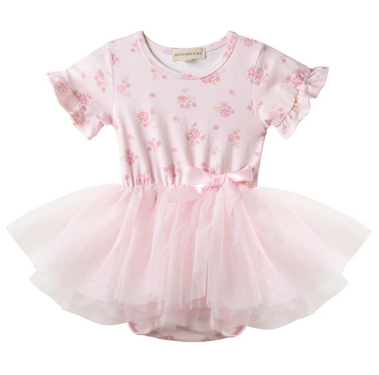 Designer Kidz | Bella Floral Short Sleeve Tutu Romper
