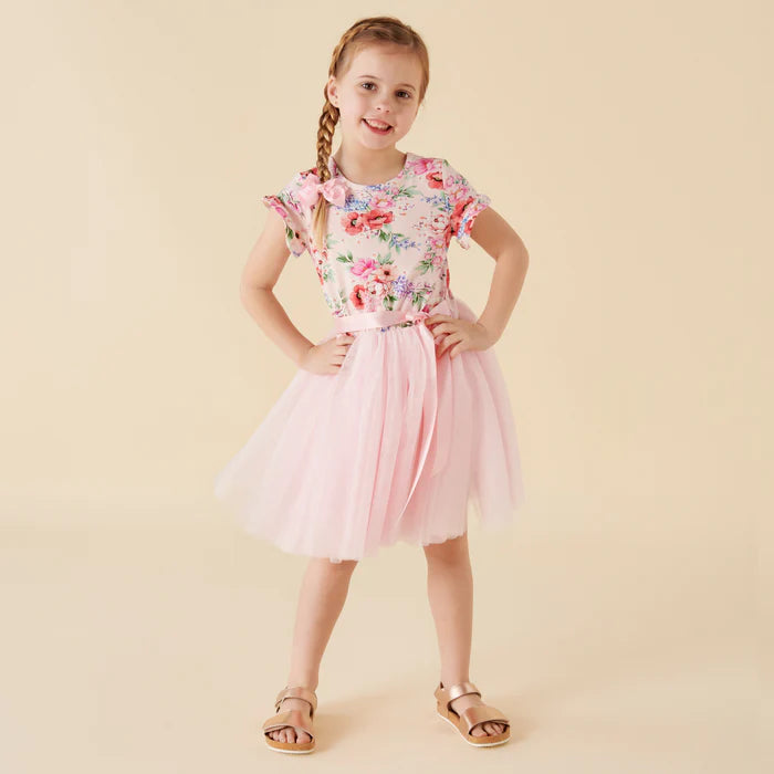 Designer Kidz | Frankie Floral  | Short Sleeve | Tutu Dress