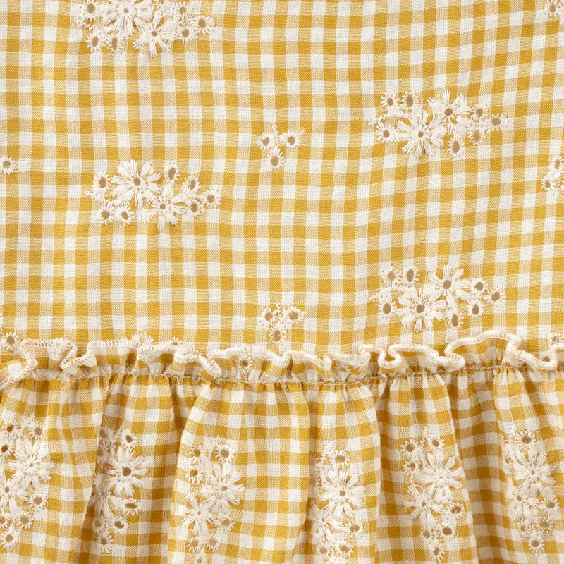 Designer Kidz | Alice Embroidered Gingham Dress | Yellow