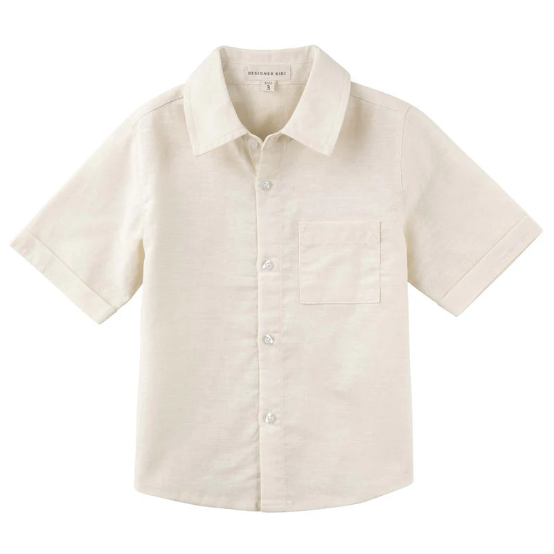 Designer Kidz | Benji Linen Short Sleeve Button Shit