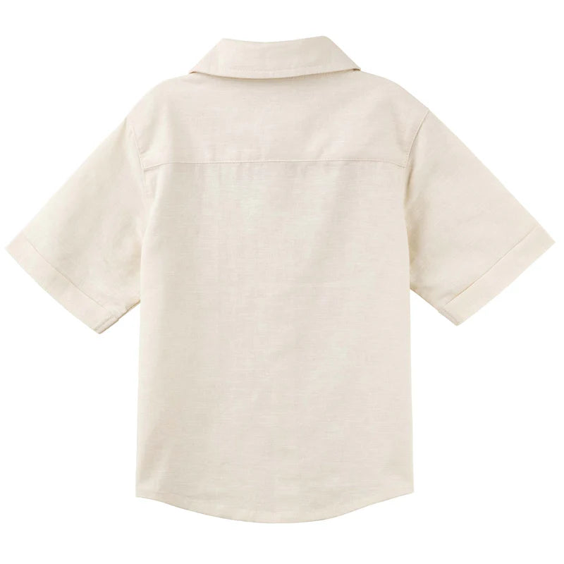 Designer Kidz | Benji Linen Short Sleeve Button Shit