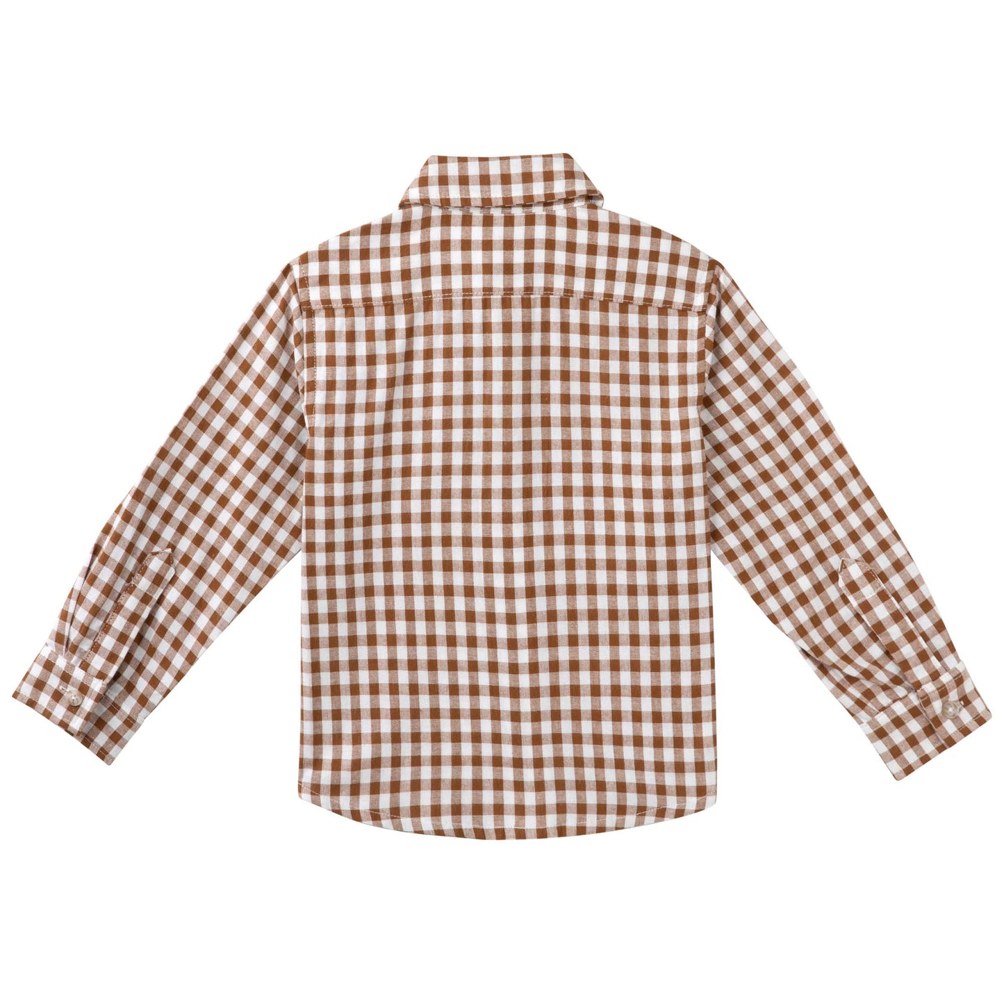 Designer Kidz | Oliver Long Sleeved Gingham Button Shirt | Cocoa Gingham