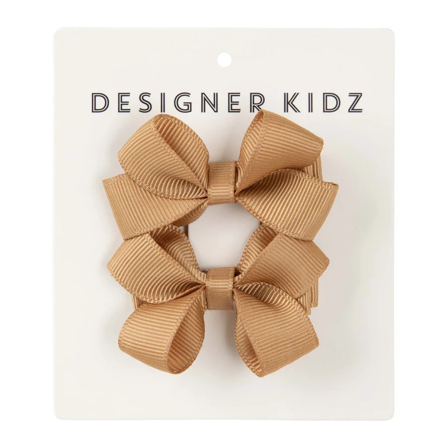 Designer Kidz | Bow Hair Clip Pack | Caramel
