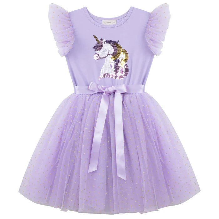 Designer Kidz | Unicorn Sequin Short Sleeve Tutu Dress (Copy)