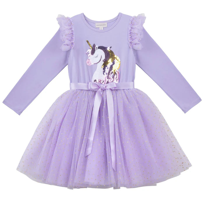 Designer Kidz | Unicorn Sequin Long Sleeve Tutu Dress