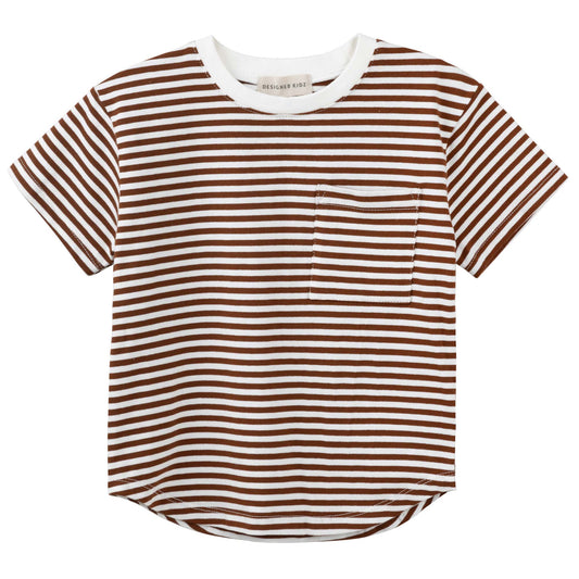 Designer Kidz | The Harvey Short Sleeve Stripe T-Shirt | Rust