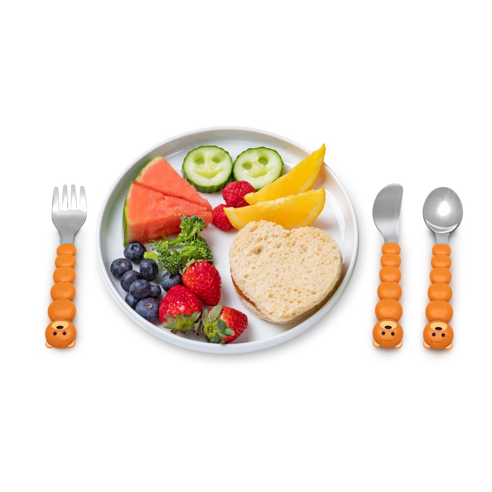 Melii Utensil Set Bear & Shark 6 PC - Brown + Blue