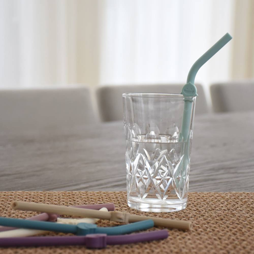 Melii Silicone Luxe Animal Straws with Cleaning Brush
