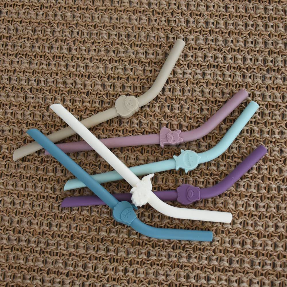 Melii Silicone Luxe Animal Straws with Cleaning Brush
